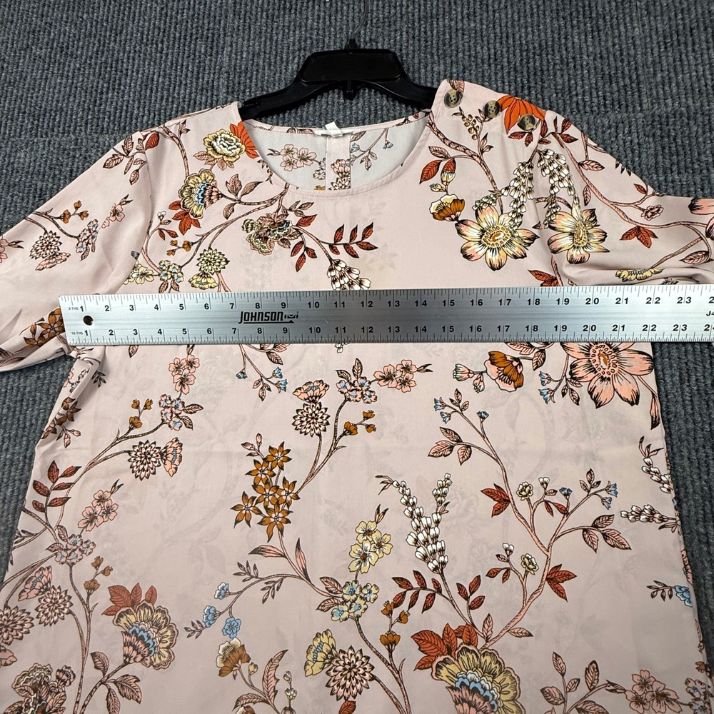 Maurices Womens XL Floral Long Sleeve Blouse Pink Botanical Button Cuff Top 3494 - Picture 5 of 10